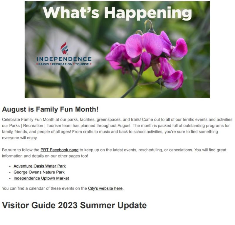 Image of the August PRT Newsletter
